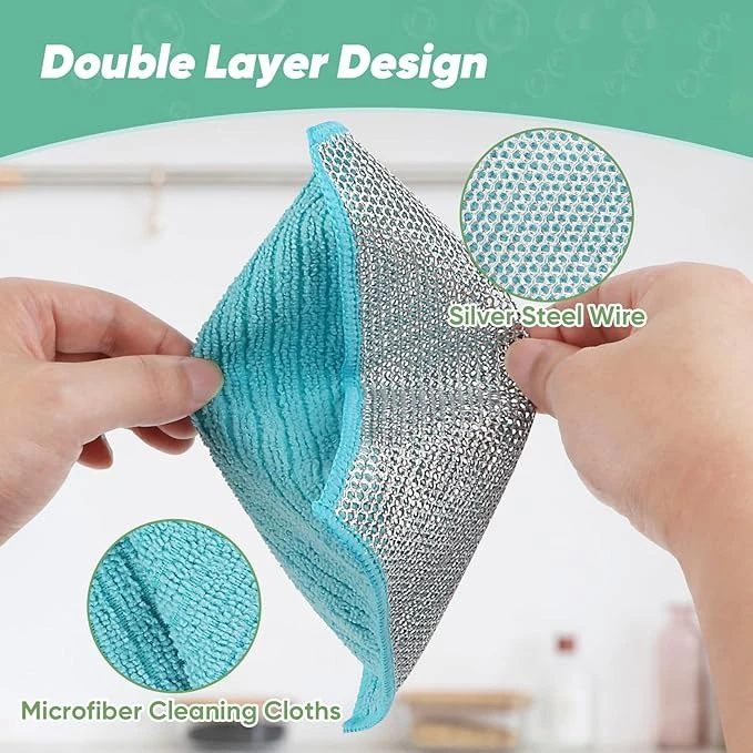 Double Layer Wire Dishwashing Rag